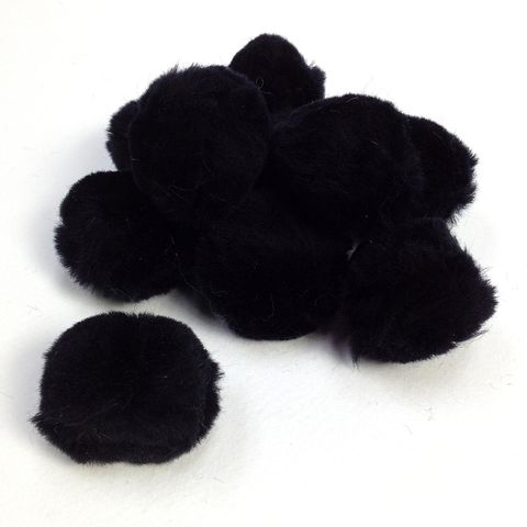 Pom Poms 38mm Black Pkt 10