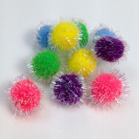 Pom Poms Glitter 25mm Brights Pkt 10