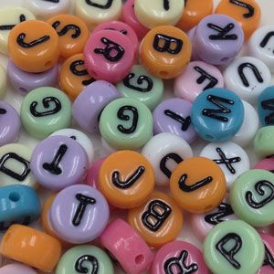 Alphabet Beads 4mmx7mm Coloured 25G