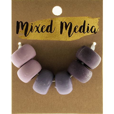 Clay Beads Purple 6Pcs