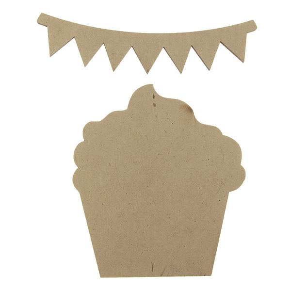 Jenni B Wood Cupcake And Bunting 4Pcs