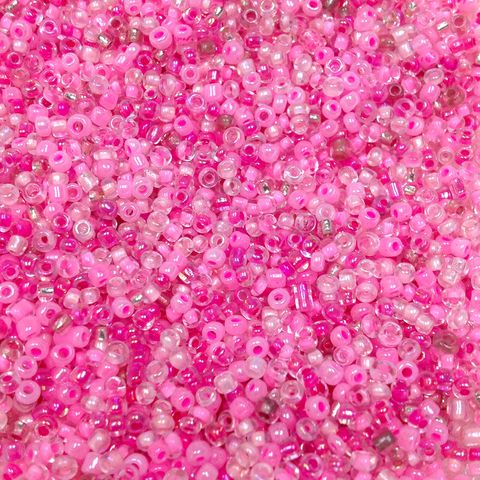 Seed Beads Assorted Sizes Pink Mix 50G