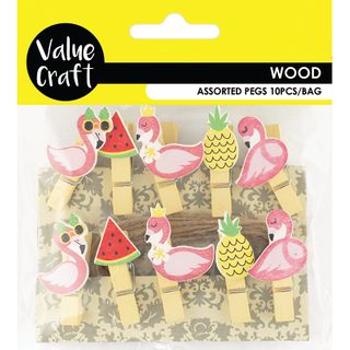 Craft Wood Pegs Flamingo Pk 10Pcs