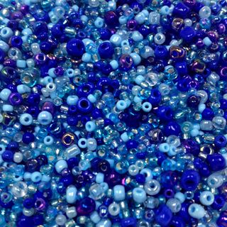 Seed Beads Assorted Sizes Blue 50G