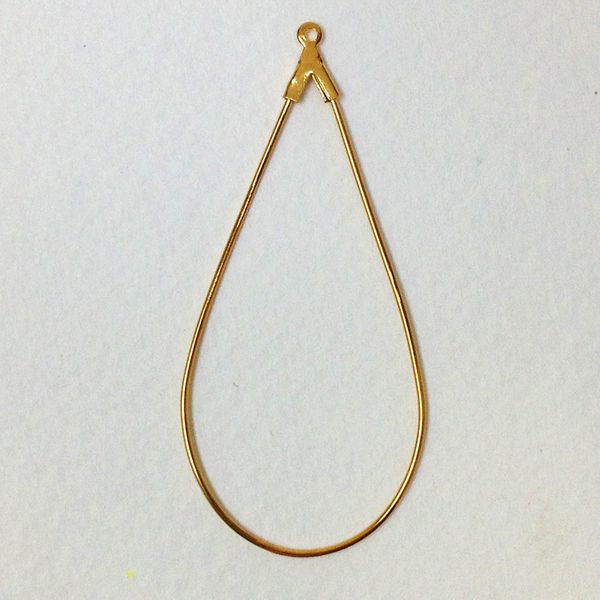 Earring Hoop Tear Drop 50mm Gold Pkt 4