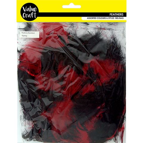 CRAFT FEATHERS RED AND BLACK 10G