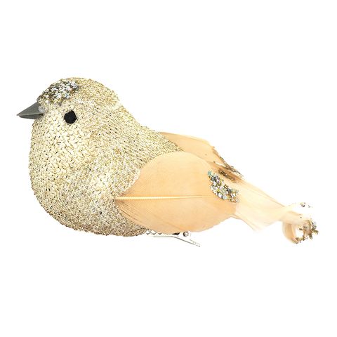 CRAFT BIRD GLITTER GOLD WITH CLIP 1PC