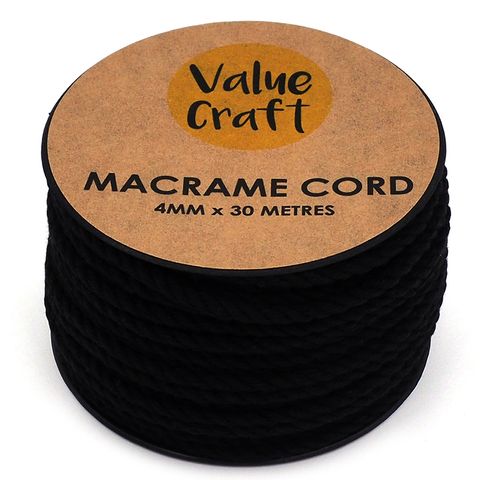 CORD MACRAME BLACK 4MM 30M