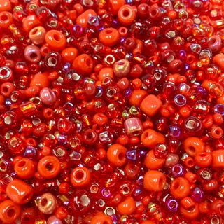 Seed Beads Assorted Sizes Red 50G