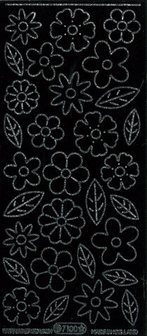 Stickers Velvet Flowers Black