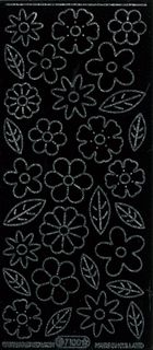 Stickers Velvet Flowers Black