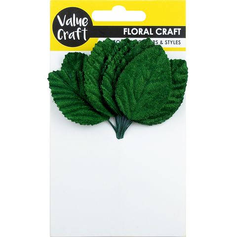 LEAF VELVET ROSE LRG GREEN 12PCS