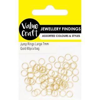 JF JUMP RINGS LARGE 7MM GOLD 60PCS