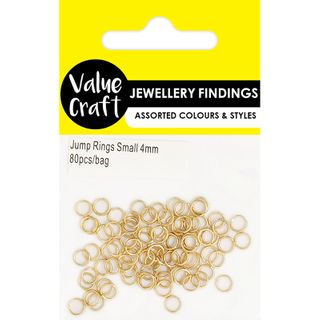 JF JUMP RINGS SMALL 4MM GOLD 80PCS