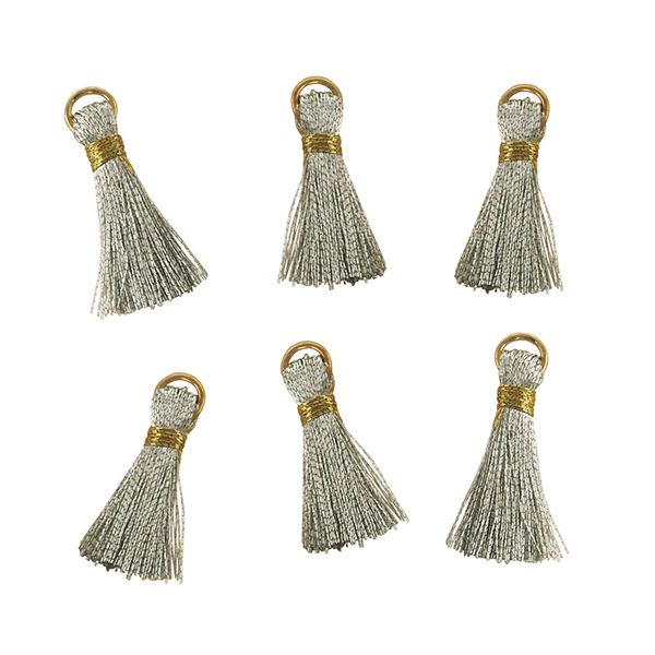 TASSELS 2CM METALLIC SILVER 6PC