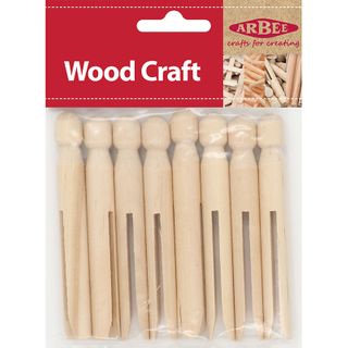 Dolly Pegs 11cmx8mm Natural Pkt 8