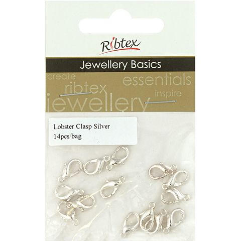 Clasp Lobster 11mm Silver 14Pcs