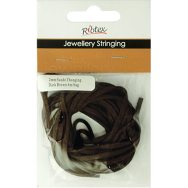 Faux Suede Thonging 2mm Dark Brown 4m