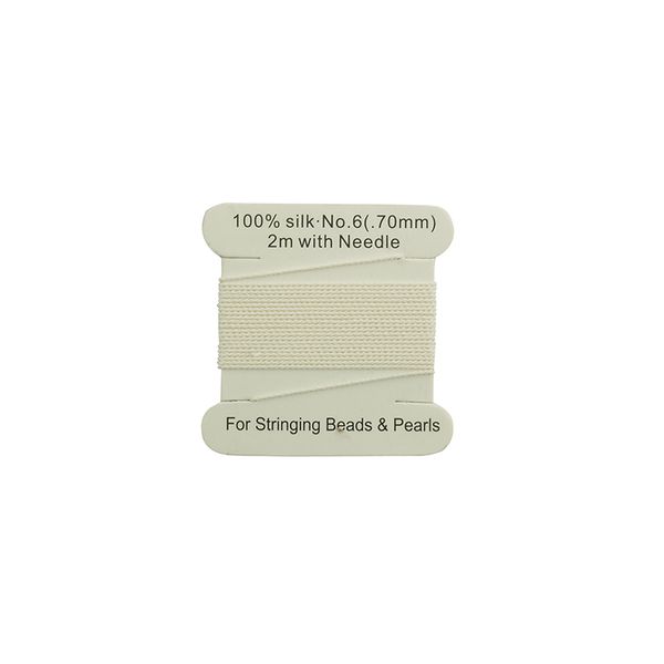 Silk Beading Cord 100 0.70mm White 2m Arbee Craft
