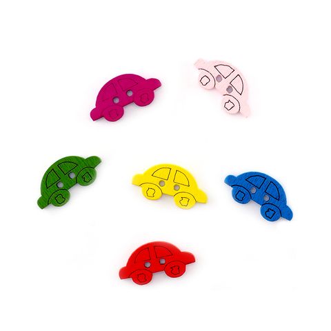 BUTTON WOOD CARS 30PC