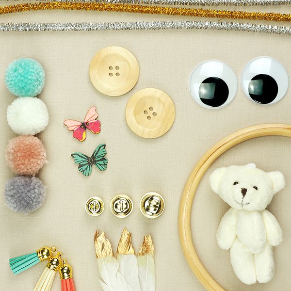 MDF BUTTERFLY BUTTONS ASST 20PC