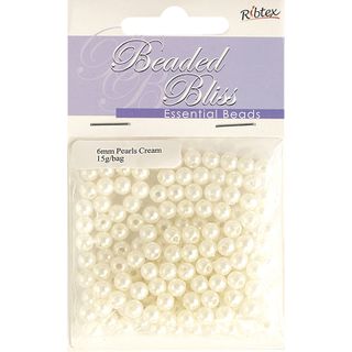 Bead Plastic Pearl 6Mm Cream 15G