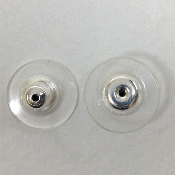 Earring Back With Disc Silver 10mm 50Pcs