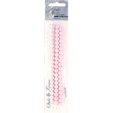 Bead Glass Pearls 8Mm Barely Pink 60Pcs