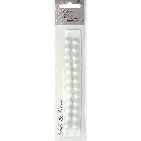 Bead Glass Pearls 12Mm White 24Pcs