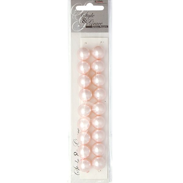 Bead Glass Pearls 14Mm Barely Pink 18Pcs