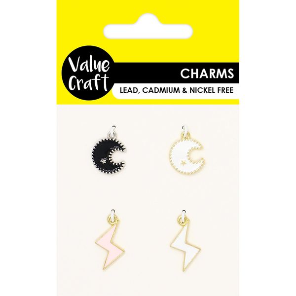 CHARM METAL MOON AND LIGHTENING 4PCS