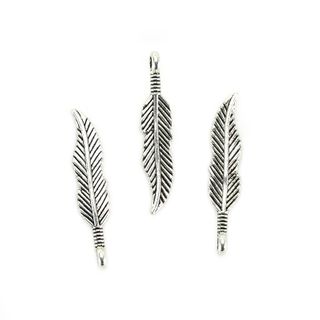 Silver Feather 30mm Charms 8pcs