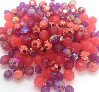 Pearl Bead Faceted Red Mix 25g