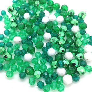 Pearl Bead Faceted Green Mix 25g