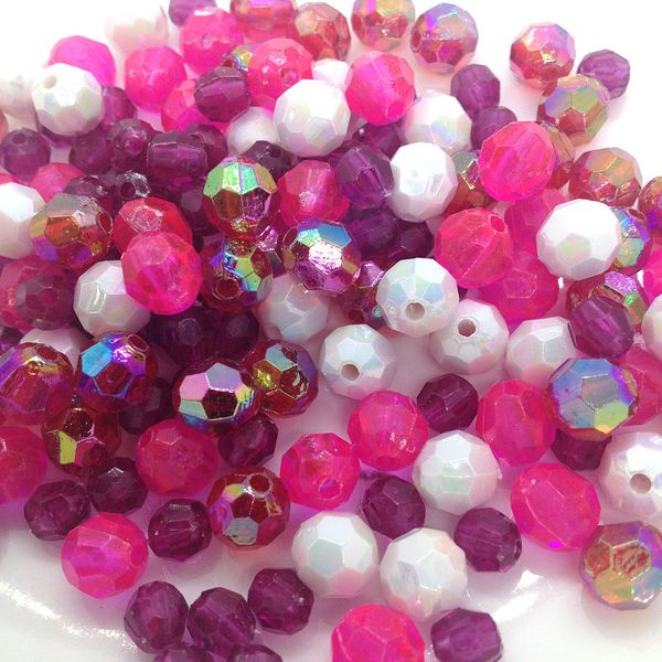 Pearl Bead Faceted Pink Mix 25g