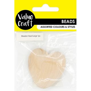 BEAD MDF WOODEN HEART LGE NATURAL 1PC
