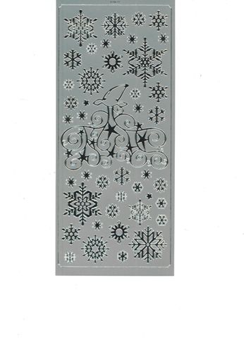 Stickers Snowflakes Deer Silver 1 Sheet
