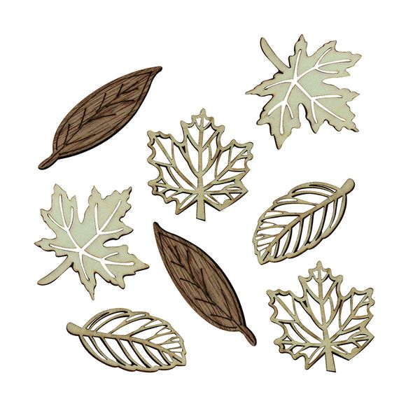 WOOD LEAVES ASST STYLES NAT 8PC