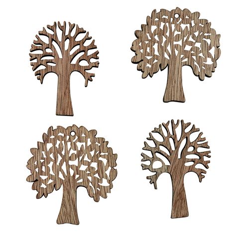 WOOD TREES NATURAL 4PC