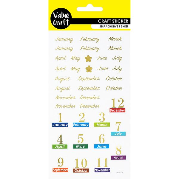 STICKERS FOIL PLANNER MONTHS GOLD 1SH