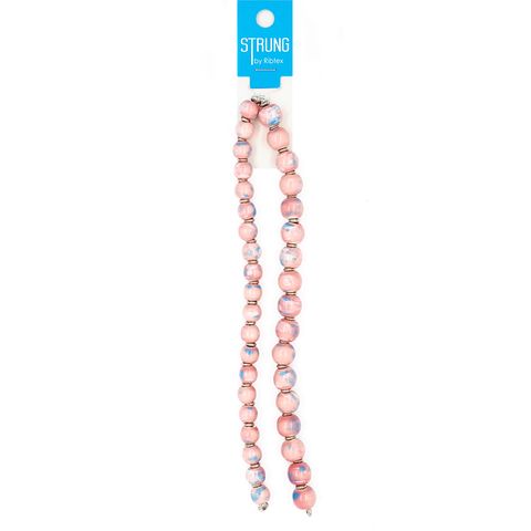 STR RD CERAMIC BEAD PINKBLUE