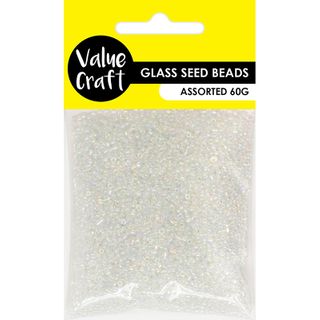 BEAD GLASS SEED 1.8MM WHITE IRIDSCNT 60G