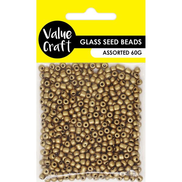 BEADS SEED  3.6MM MET. GOLD 60G