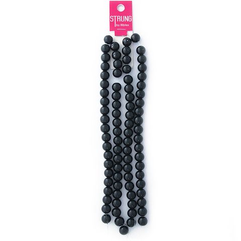 Beads Glass 10Mm Round Black 84Pc