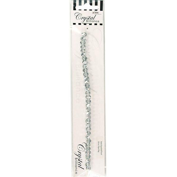 Silver Crystal Squashed Faceted Bead 8mm