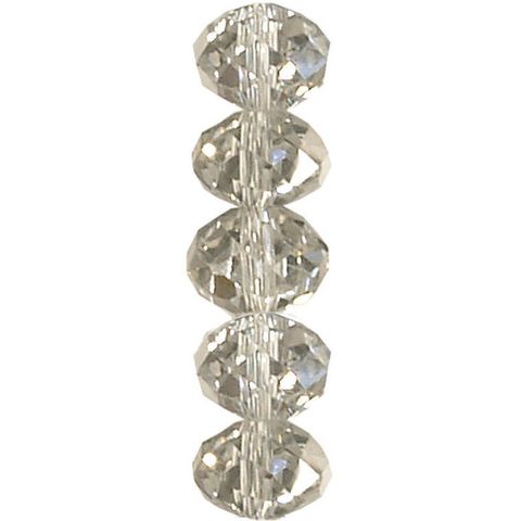 Silver Crystal Squashed Faceted Bead 8mm