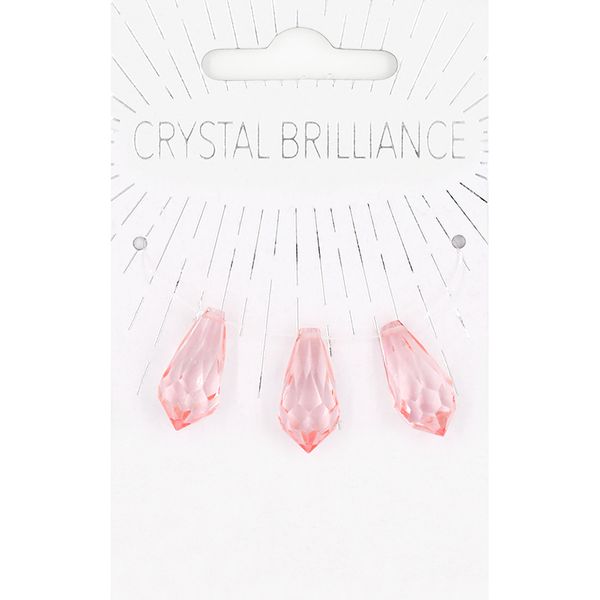 CHINESE CRYSTAL TEARDROP PINK 3PC
