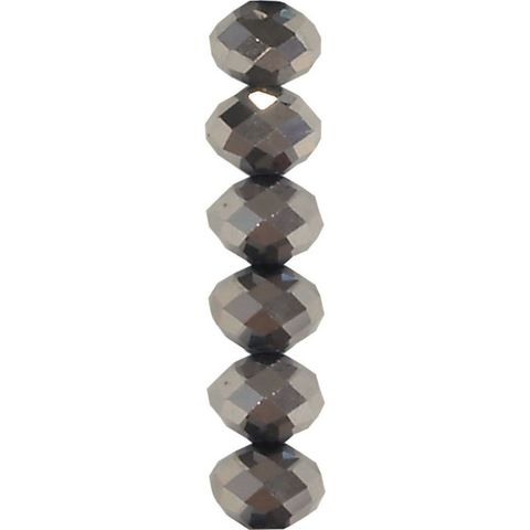 Bead Crystal Squashed Faceted 6mm Grey