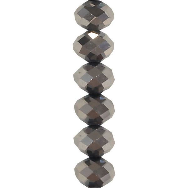 Bead Crystal Squashed Faceted 6mm Grey