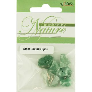 Stone Bead Chunk Green Jade 6Pcs